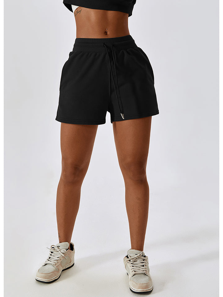 Drawstring Smocked Waist Sports Shorts