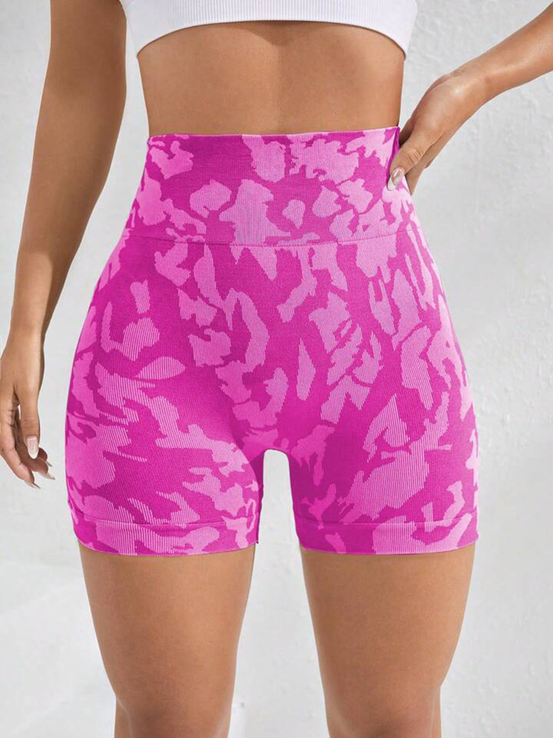 Printed High Waist Active Shorts