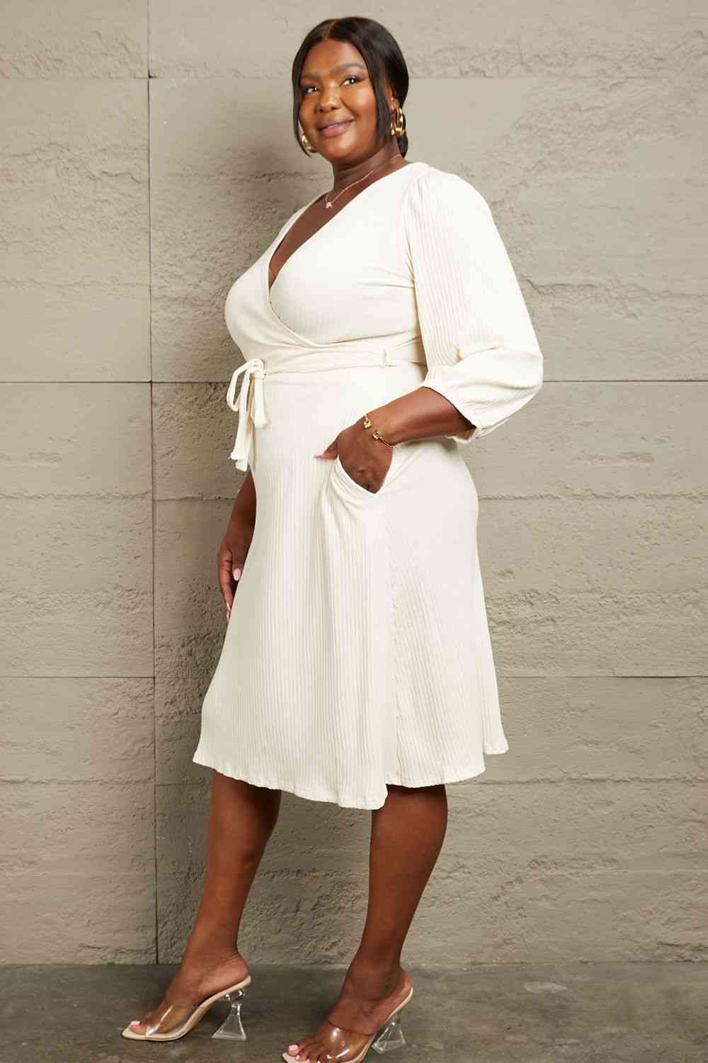 Culture Code Plus Size Surplice Flare Ruching Dress