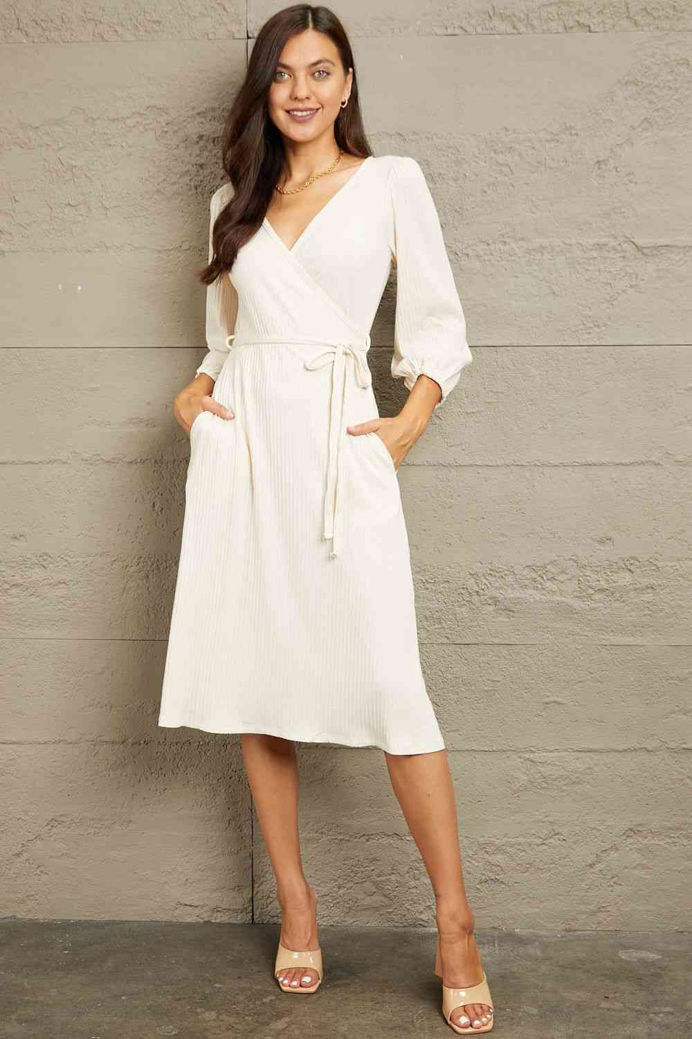 Culture Code Plus Size Surplice Flare Ruching Dress