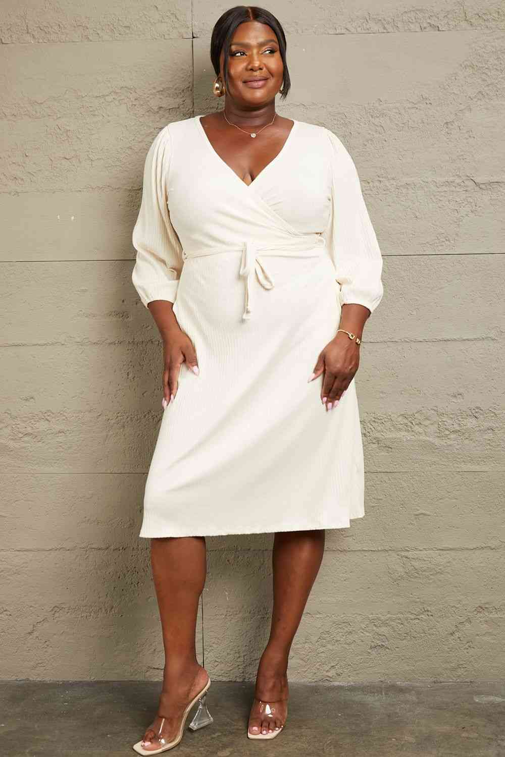 Culture Code Plus Size Surplice Flare Ruching Dress