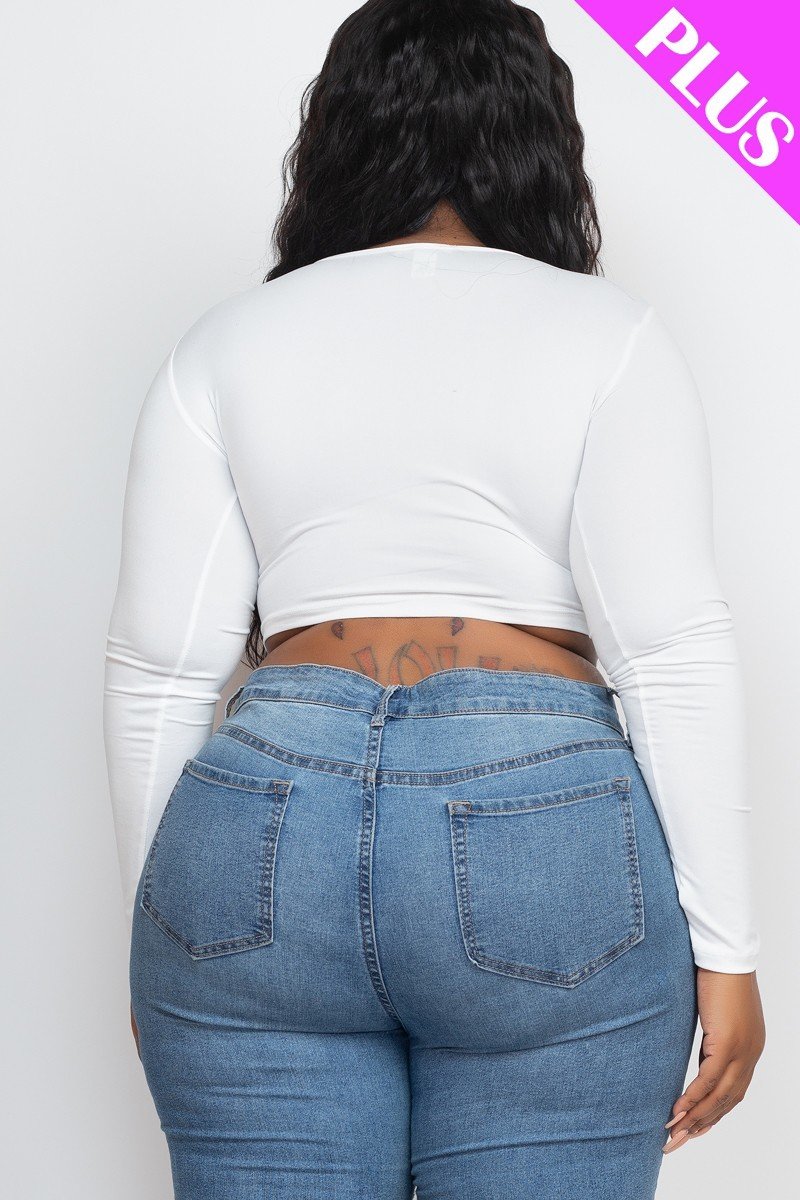 Plus Size Drawstring Ruched Cutout Crop Top